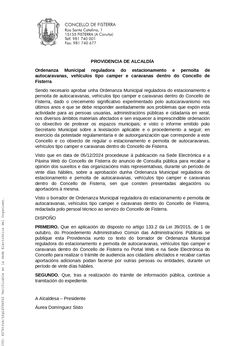 Trámite audiencia ordenanza autocaravanas